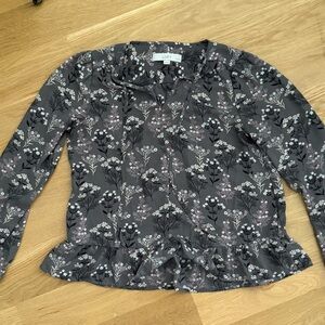 LOFT Women's Floral Gray Top
